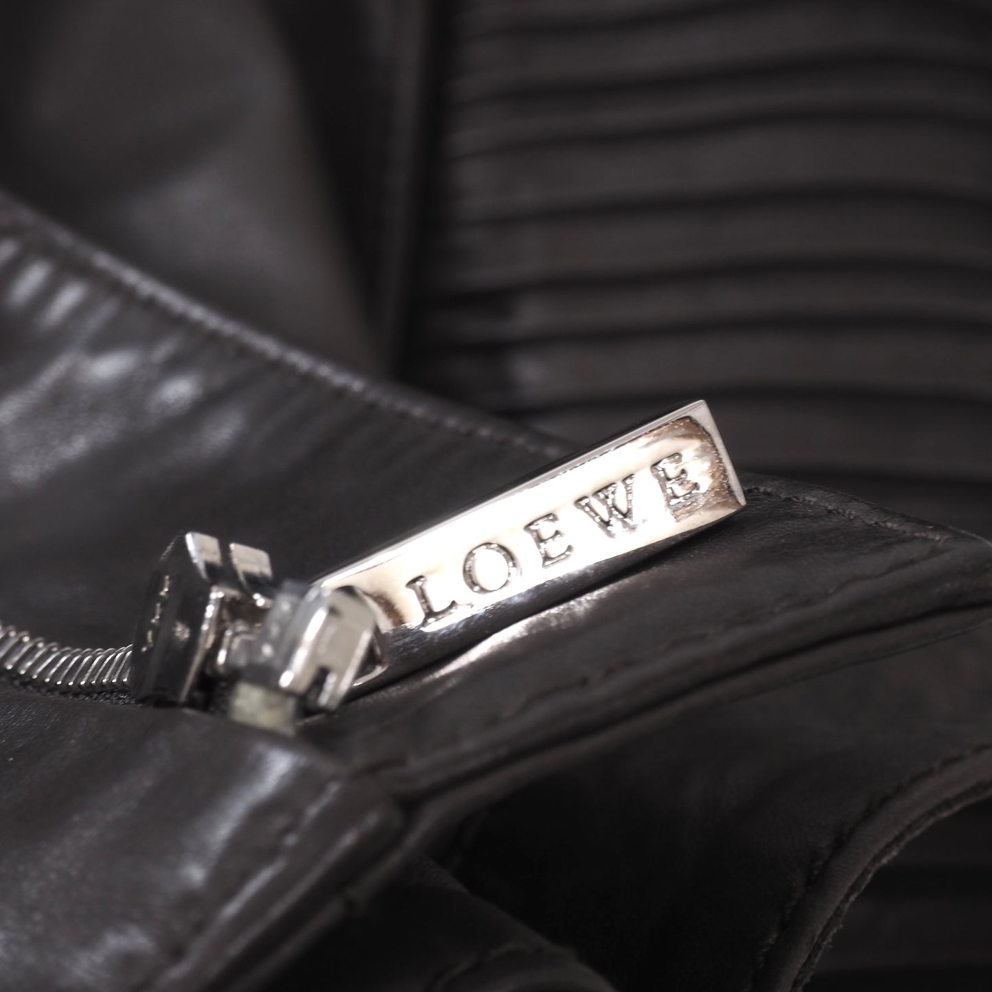 ロエベ LOEWE スペイン製 カーフレザー ライダースジャケット 52 ダークブラウン メンズ 正規品 4-YK004