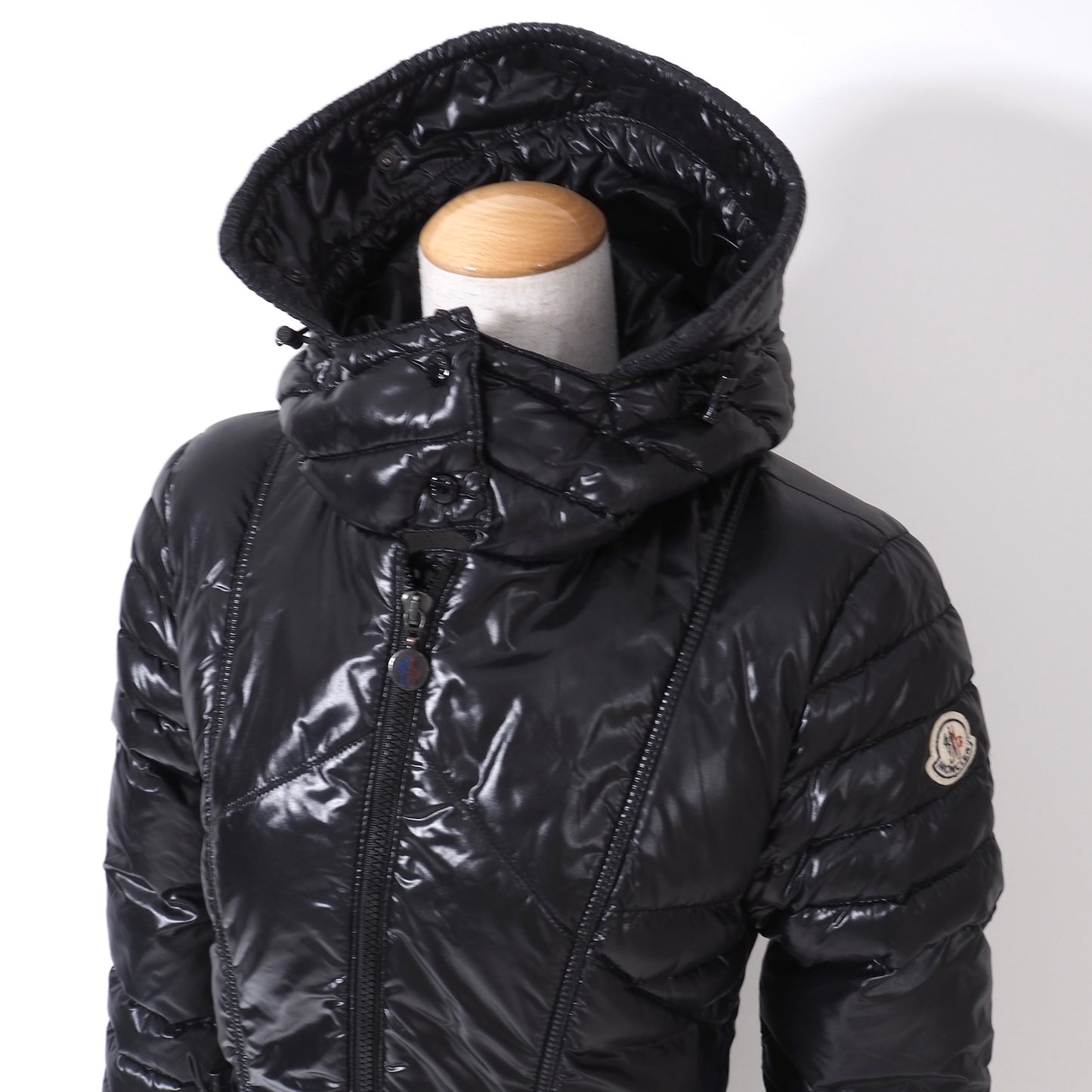 モンクレール MONCLER フード付き ダウンコート 0 ブラック レディース 美品 正規品 4-ZK017