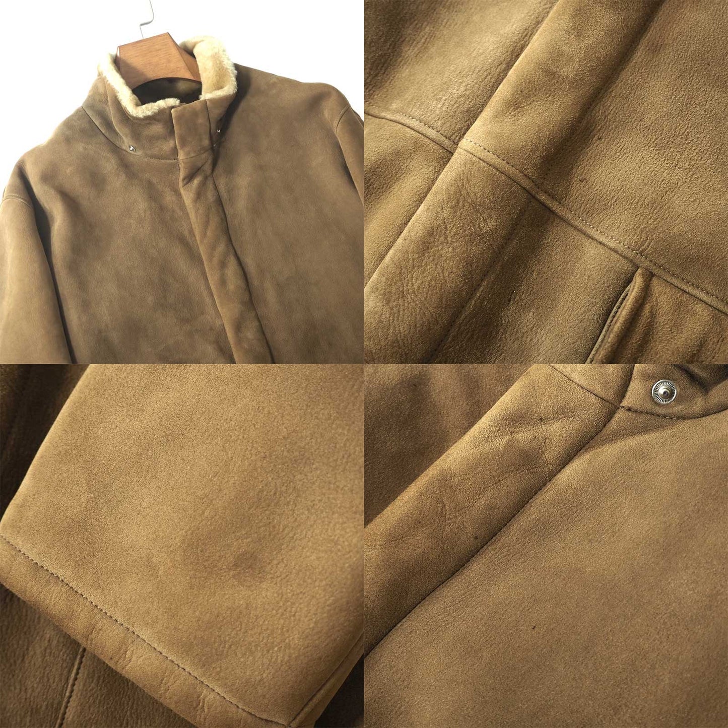 ロエベ LOEWE シャーリング ムートンファー ラムレザー コート 54 ブラウン メンズ 正規品 5-SC001